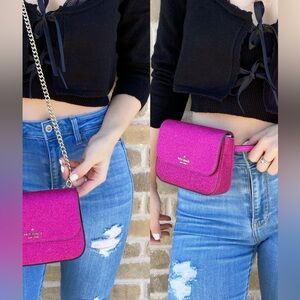 Kate Spade Convertible Belt Bag Lola Glitter Convertible Pink